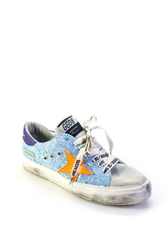 Golden Goose Deluxe Brand Womens Glitter May Skate Sneakers Blue Gray Size 37  ebay.com/itm/Golden-Goo… @LindasStuff  😮