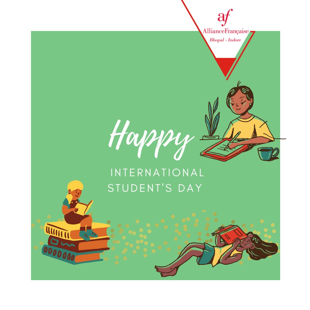 AFBHOPAL's tweet photo. Alliance would be nothing with no students coming and enjoying that place. Today we are celebrating you, that come, that learn and that make the Alliance Network what it is #studentsworldday #students #education #afnetwork #afindia #afbhopal #afindore https://t.co/eqxiTcoDga