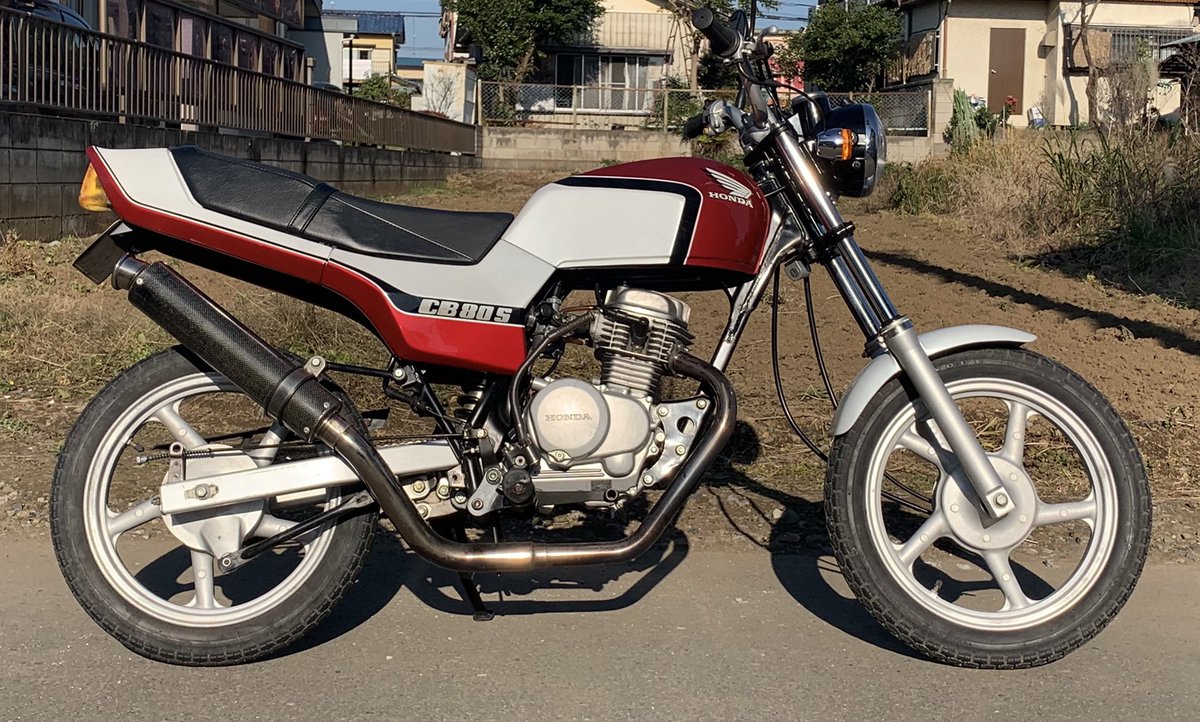 14インチ仮組み終了。 後は、ブレーキ周りとチェーンラインの調整をして完成。 #エイプ #CB50 #CB80 #14インチ #キャストホイール