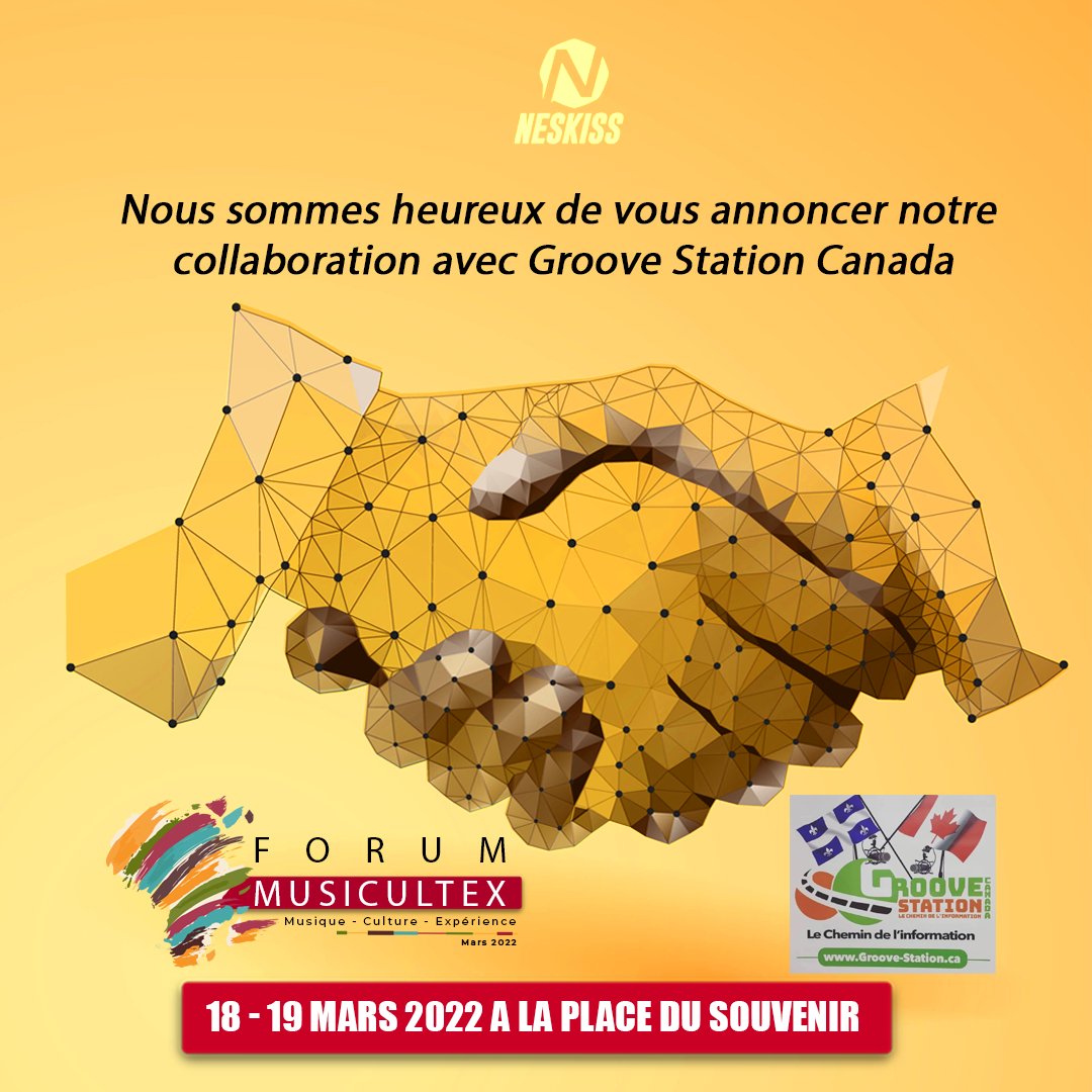 Neskiss1's tweet photo. Culture Afrique/canada : Annonce du partenariat Groove Station Canada et Le Forum Musicultex à Dakar.
https://t.co/QNtWkXN1Se https://t.co/zxPyVntcIh