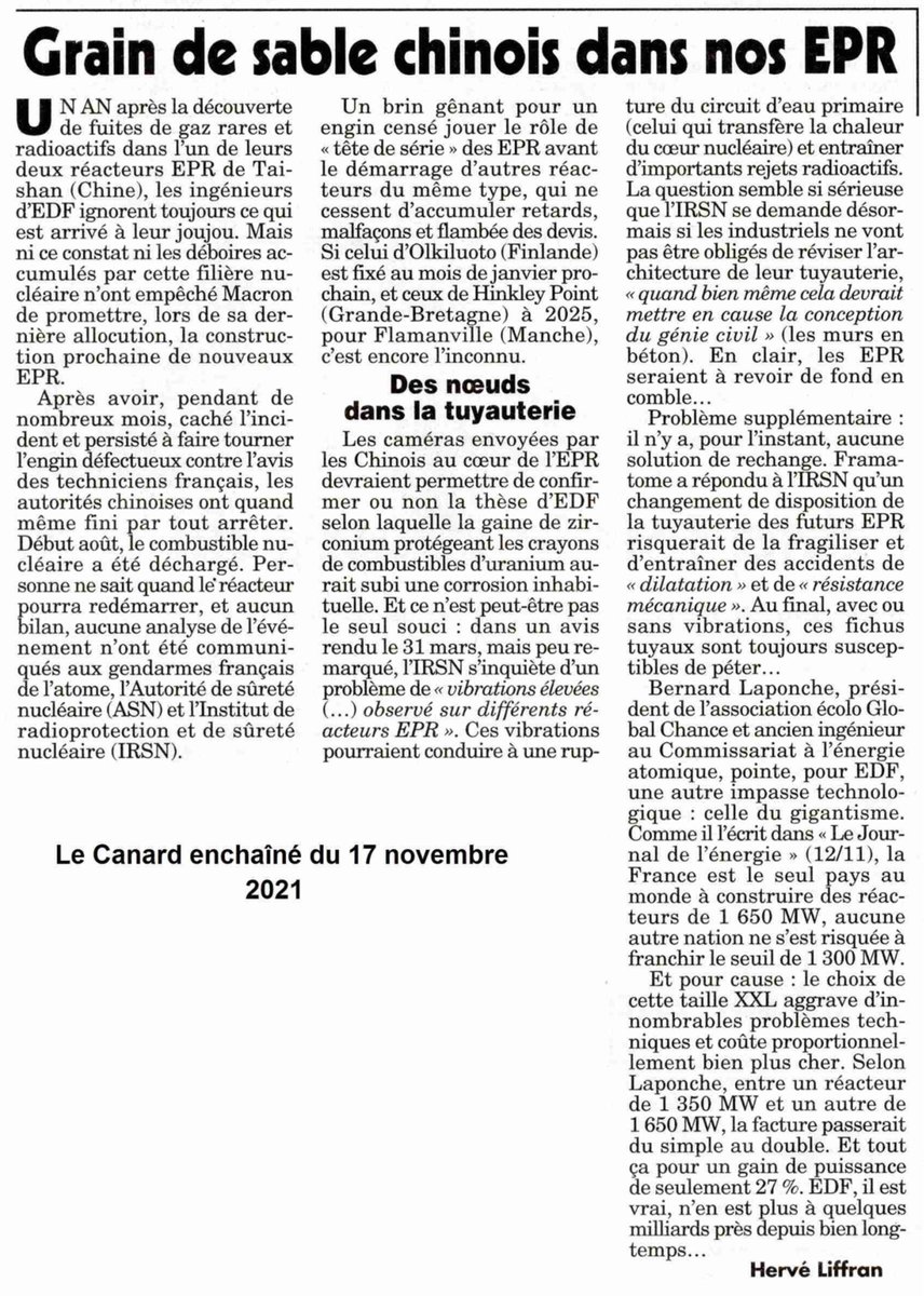 Le grain de sable dans l' #EPR #Taishan #EDF