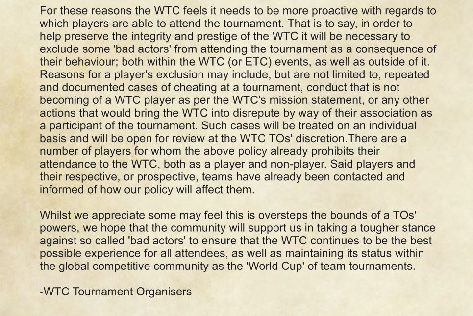 Our statement regarding recent player conduct at Coventry GT and our stance towards "bad actors" in the community.