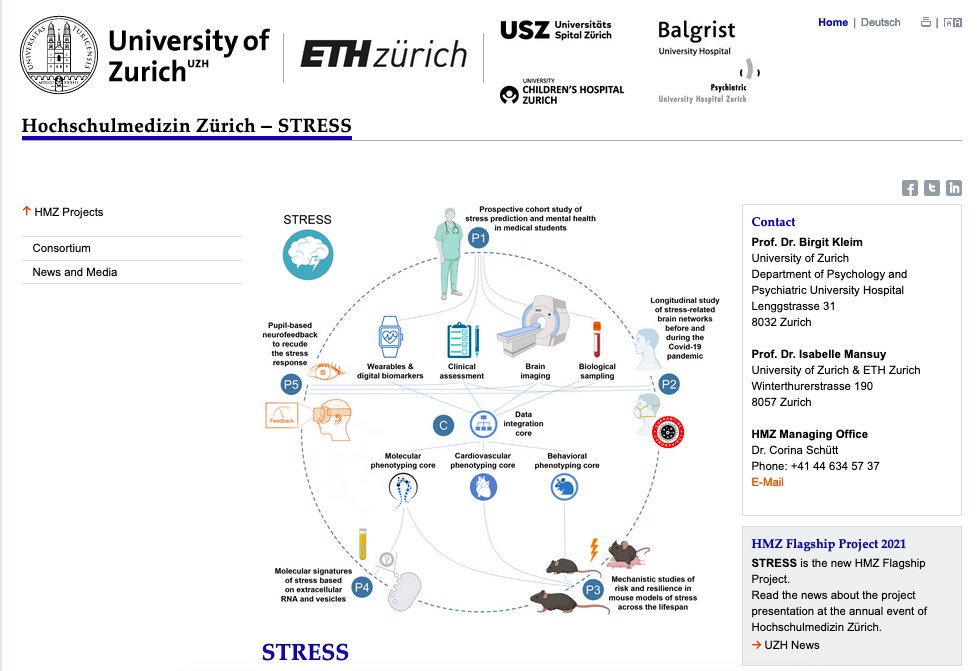 Happy to announce our new HMZ Flagship project STRESS with a fantastic Zürich team <a href="/ETH_en/">ETH Zurich</a>, <a href="/UZH_en/">University of Zurich</a>, <a href="/Unispital_USZ/">Unispital_USZ</a>, <a href="/JacobscenterUZH/">Jacobs Center for Productive Youth Development</a>.
hochschulmedizin.uzh.ch/en/projekte/st…