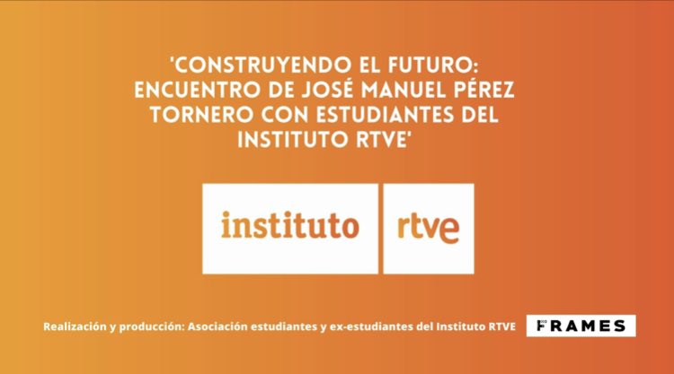 RTVEin's tweet photo. En breves momentos comenzará la charla ,Construyendo un futuro’ con José Luis Pérez Tornero, presidente de @rtve y los alumn@s del @instituto_rtve, puedes seguirlo en directo 👉https://t.co/ULSoPg780O @RTVE_Com https://t.co/zpSyrxyfmn