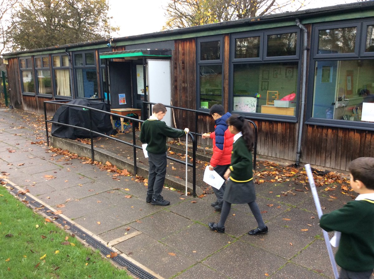 Year 4 are completing a math measurement investigation outside this morning #primarymath #outdoorlearning