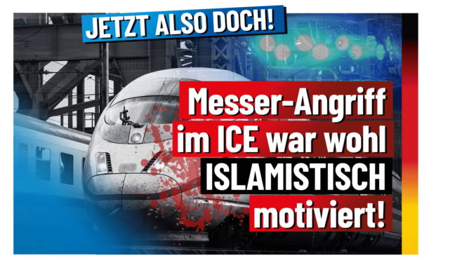 AfD's tweet photo. +++Also doch: Ermittler erwägen islamistisches Motiv beim #ICE-Messerangriff+++ 

Während #Polen seine Grenzen schützt, schaut die #Bundesregierung der islamistischen Bedrohung tatenlos zu. #AfD #abernormal 💙

https://t.co/UUTSDElvO6 https://t.co/QIcgnKPzKl
