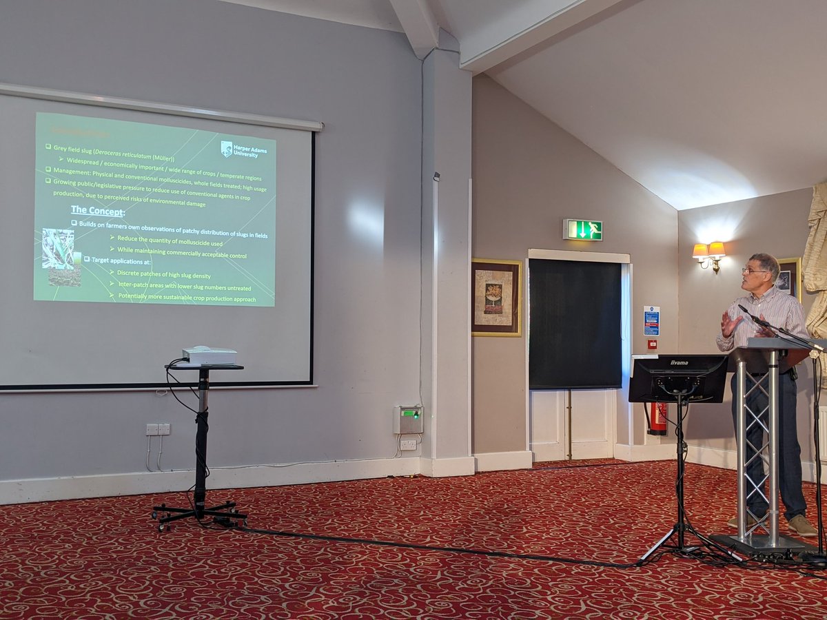 Keith Walters <a href="/HarperAdamsUni/">Harper Adams University</a> describing work to reduce pesticide usage by targeting only patches of higher densities of slugs in arable fields #aabipm21