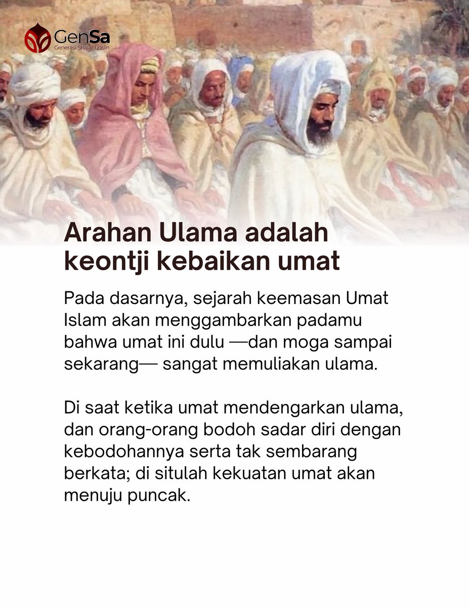 GenSaladin's tweet photo. Mau tahu bagaimana sejarah mengajarkan pentingnya arahan ulama?

Ada 3 kisah yang MinSa pilihkan buat teman-teman. Kisah pertama dari era Umayyah, kemudian Abbasiyah dan yang ketiga dari zaman Mamalik Mesir. https://t.co/8MuYU0pmR5
