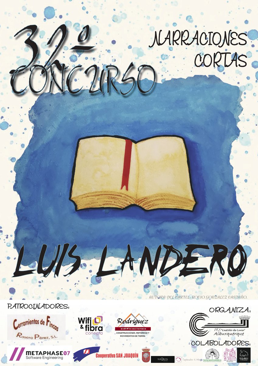 Convocada la 32ª edición del #Concurso de Narraciones Cortas #LuisLandero para estudiantes de Secundaria y Bachillerato de IES Castillo de Luna #Alburquerque. Plazo de presentación hasta el 21 de enero de 2022. Más información en nuestra web sites.google.com/educarex.es/co…