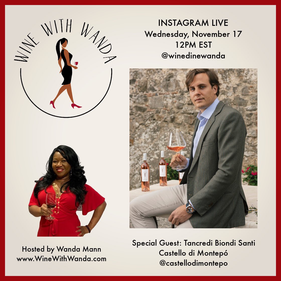 🍷Counting down to my IG Live with Tancredi Biondi Santi! <a href="/MontepoBiondiS/">Castello di Montepò Jacopo Biondi Santi</a> #wine #vino #winetasting