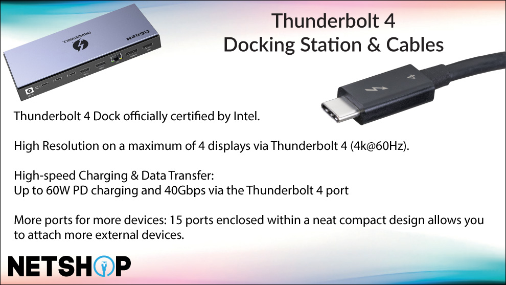 Thunderbolt ports connect computers to data, video, and power on a single cable that delivers a fast and consistent experience for work and play.
Thunderbolt technology enables a 40 Gb/s connection for video and data at the office, at home, or on the go.

netshop.co.uk/category/thund…