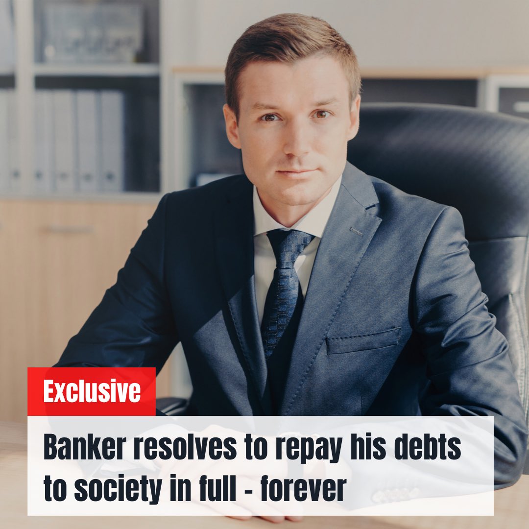 Bitscoined's tweet photo. EXCLUSIVE: Banking exec admits he only ever profited through plunder and commits to repay his debt to society ‘until my dying day’ 

Full story on page nothing in no Publication ever. https://t.co/Hyf6YmIRRo