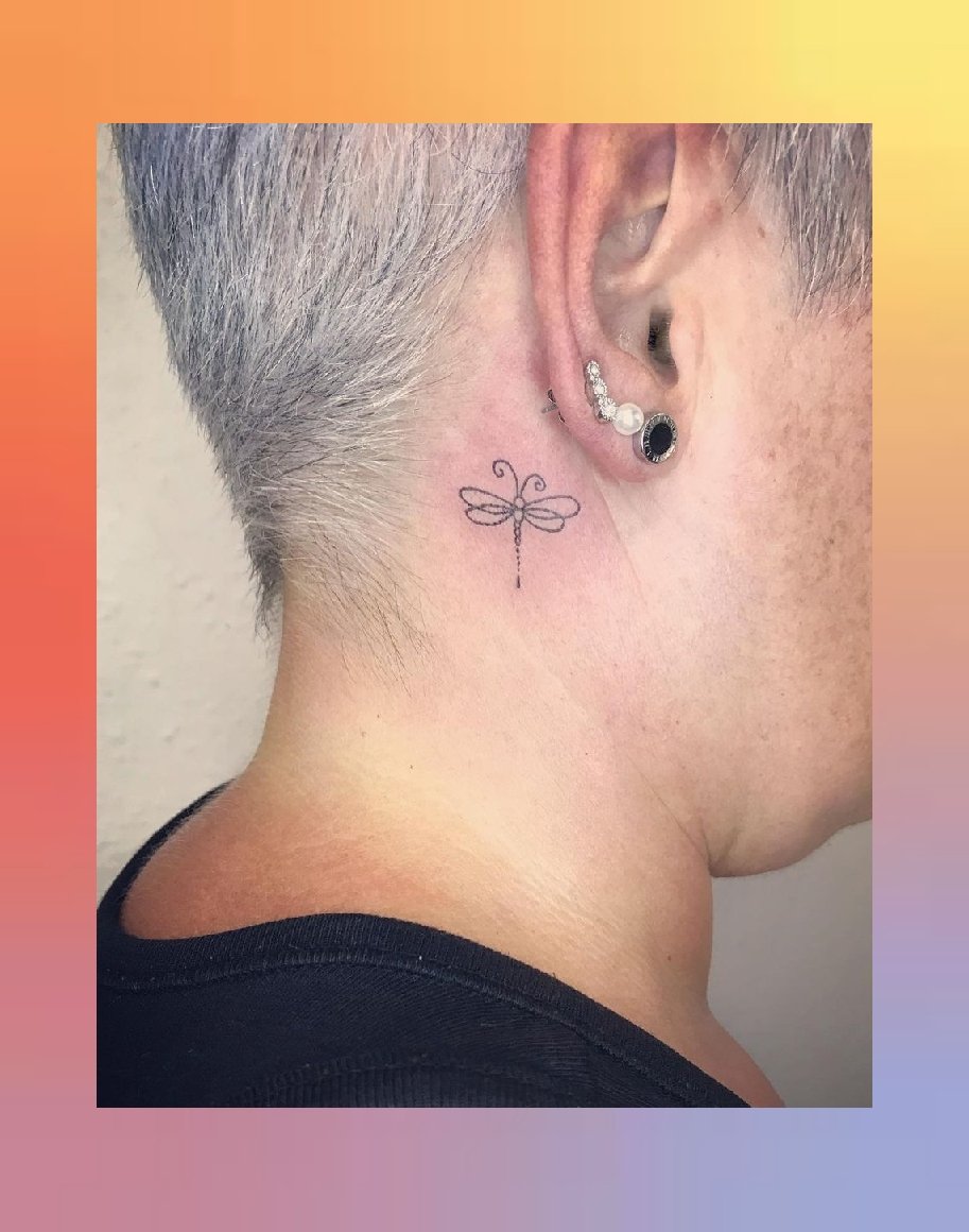 Dragonfly Behind Ear Tattoo Idea