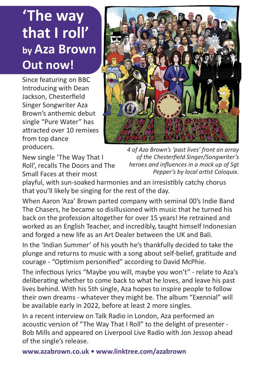 thisisazabrown's tweet photo. Thanks to @Trudyford71 for featuring new single "The Way That I Roll" in @HaslandMagazine #NewMusicAlert #magazinereview #lovechesterfield #thisisazabrown #thewaythatiroll #exennial #chesterfieldmusician #derbyshirelife #haslandmagazine #singersongwriter #NewSingle #NewMusic https://t.co/U8cYhofEpT