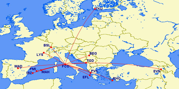Wizz load 13 routes into the system from 🇮🇹Rome Fiumicino in June/September 2022:
🇨🇭Basel
🇷🇸Belgrade
🇬🇷Kefalonia
🇪🇸Ibiza
🇫🇷Lyon
🇪🇸Madrid
🇪🇸Menorca
🇪🇸Palma de Mallorca
🇲🇪Podgorica
🇬🇷Preveza
🇬🇷Rhodes
🇫🇮Turku
🇦🇲Yerevan

Kefalonia is a new airport for Wizz Air
