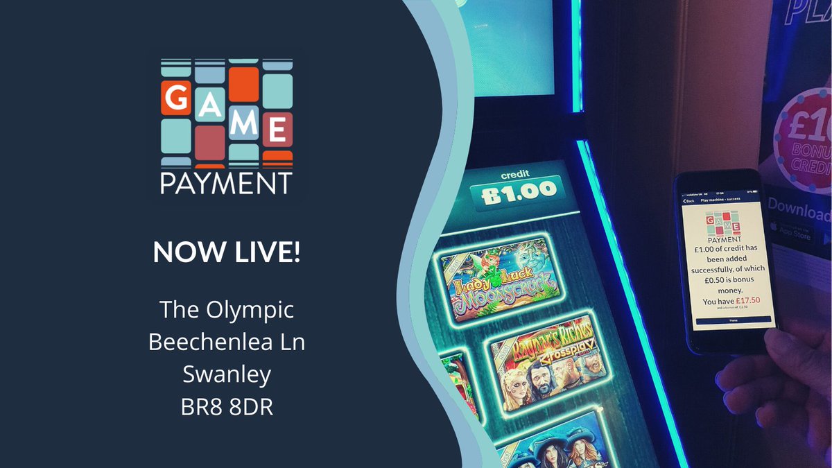 gamepaymenttech's tweet photo. #GamePayment is now installed on fruit machines in @OlympicSwanley #Swanley. Find out where else you can use the Game Payment app here: https://t.co/qJMp9WitZj #cashless #gaming #amusements https://t.co/Q71phqBmh3