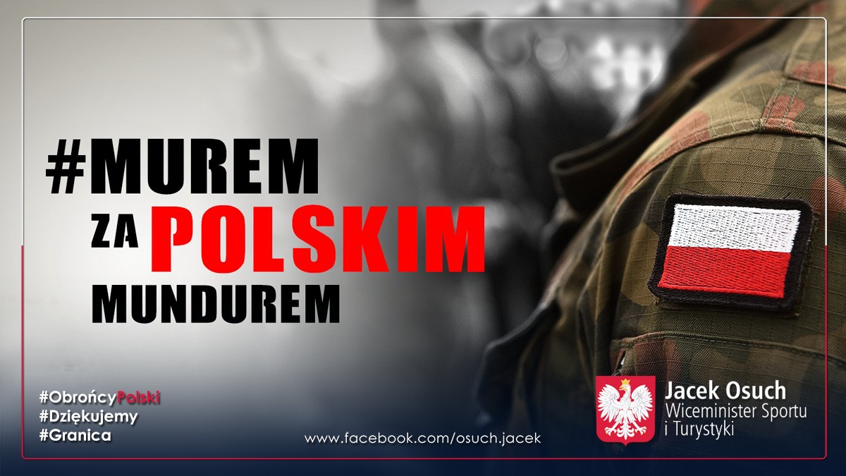 JacekOsuch2's tweet photo. Murem za Polskim Mundurem‼🇵🇱

Dziękujemy funkcjonariuszom @Straz_Graniczna, @PolskaPolicja oraz żołnierzom #WojskoPolskie i @terytorialsi za trwanie na straży nienaruszalności granic Naszej Ojczyzny‼👏

#obrońcyPolski🇵🇱 #dziękujemy #granica https://t.co/w3sbDmiLoy