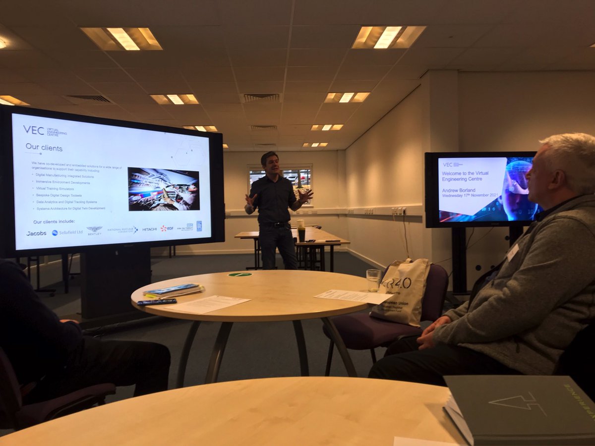KHall_Mortimer's tweet photo. @CWBizHub  with @GrowthPlatform_  #universityofliverpool @VEC_VE  watching demonstrations and learning more about how #cw4 can help businesses in #Cheshire #Warrington https://t.co/olv7yMVETt