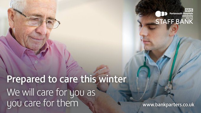 phtstaffbank's tweet photo. At PHU Staff Bank, we are prepared to care for you as you care for them. Our onsite team have been available to support you and continue to be at your side this winter. 💙
#nhs #winterplan #PHUbank #hospital #winterguide #helpinghand #care #bankwork #nurses #doctors #Portsmouth https://t.co/gEUWccKXsv