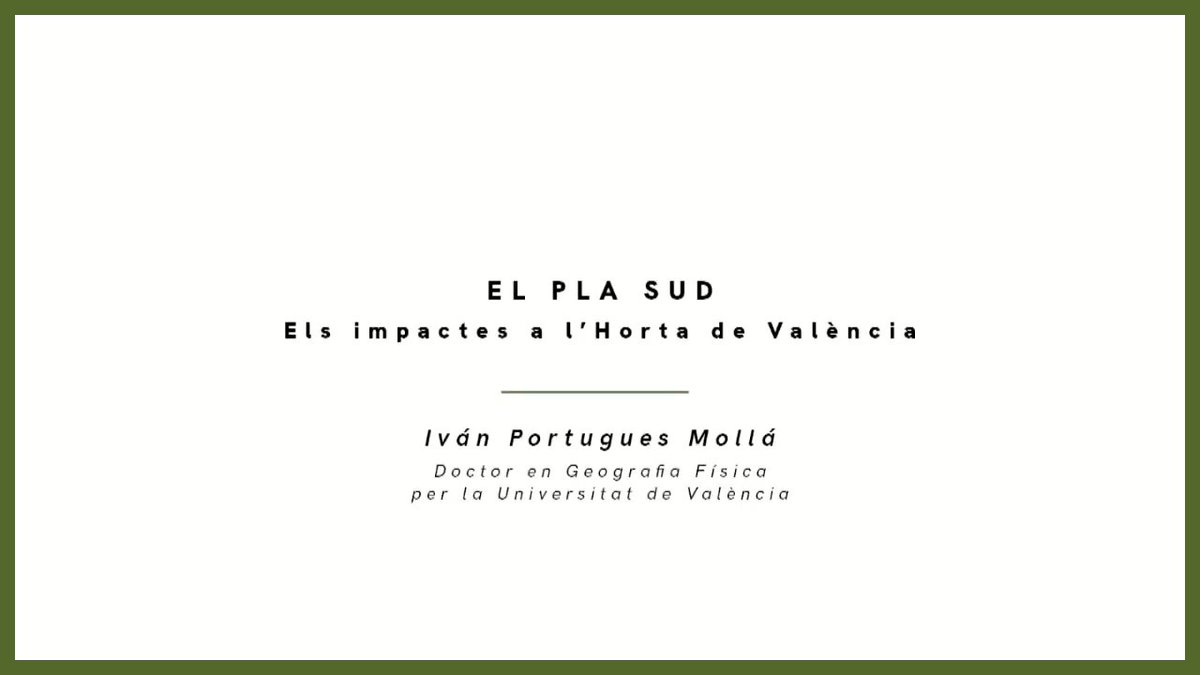 HortadeValencia's tweet photo. Nova edició del #Docuhorta , el divendres 19 de novembre a les 19 hores estrenarem el docuhorta enregistrat amb Iván Portugues Mollá.
Un vídeo molt interessant sobre el Pla Sud!
Vos esperem!! https://t.co/1IhSoBYM5W
