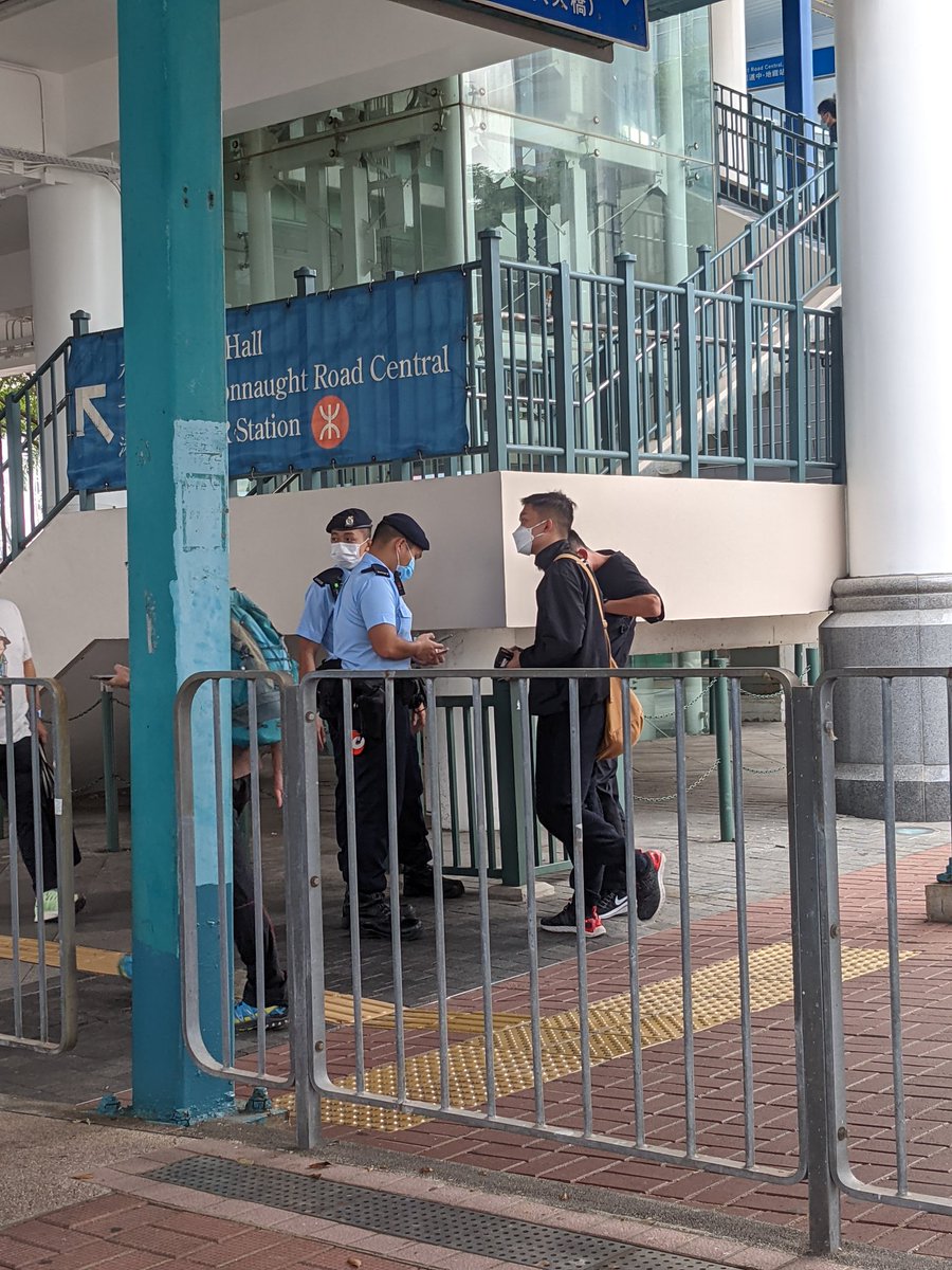 iamarman88's tweet photo. stop and searches have not slowed down in hong kong, people post about it less but it's gotten worse, this is just from sitting near the hong kong ferry terminal for five minutes https://t.co/16nEMDFtZG