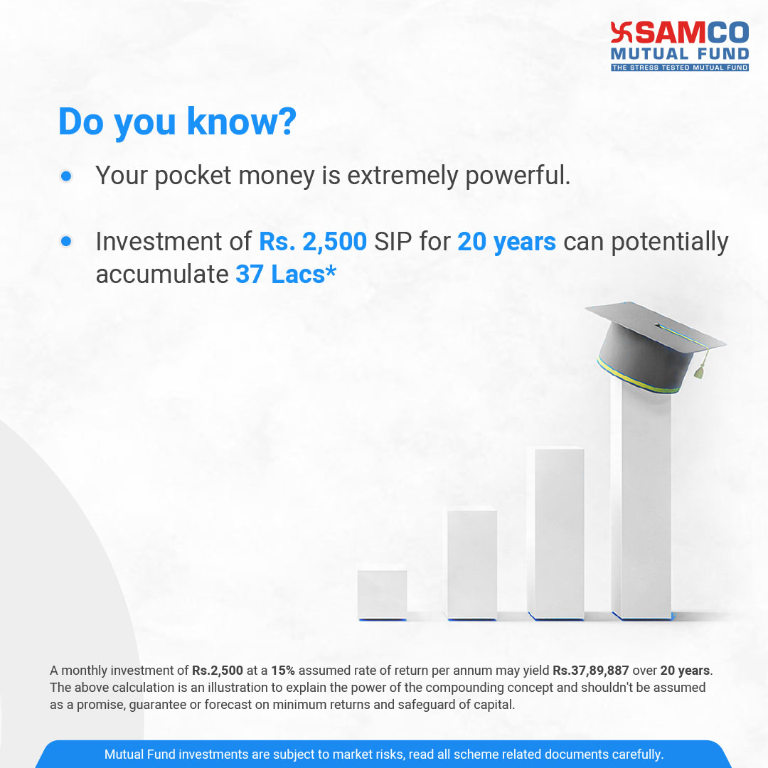 Samcomutualfund's tweet image. The goal of education is to prepare children to educate themselves for the rest of their lives. This #InternationalStudentsDay, teach the true value of money to your children. Invest a small portion of their pocket money in long-term goals. #SamcoMF