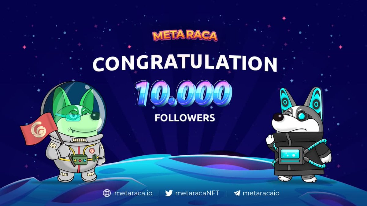 🎉🎉 Congratulation! 🎉🎉

🔥Today, <a href="/metaracaNFT/">Metaraca</a> surpassed 10,000 followers. 

⚡️We're doing great things together. Your encouragement motivates us to work even harder to bring the best of the MetaRaca universe to our community.

☄️Stay tuned!

#METARACA $METAR