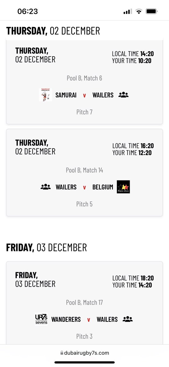 Wailers fixtures &amp; pools announced for <a href="/Dubai7s/">Emirates Dubai 7s</a>

Drawn against old friends @SamuraiRugby as well as <a href="/Belgiumrugby7s/">Belgiumsevensrugby</a>  <a href="/UR7s/">UR7s</a> Wanderers.

#skeena #hacksaw