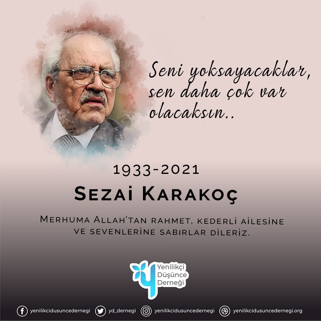 yd_dernegi's tweet photo. Şair #SezaiKarakoç 'u kaybettik. Allah'tan rahmet, kederli ailesine ve sevenlerine sabırlar dileriz.

#YenilikçiDüşünceDerneği   
#Kahramanmaraş https://t.co/kt8Liheuyn