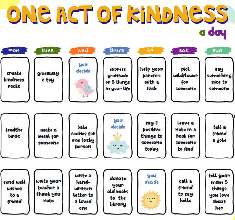 As part of Anti Bullying week we are looking at being kind to each other. Here are some ideas for each day.
