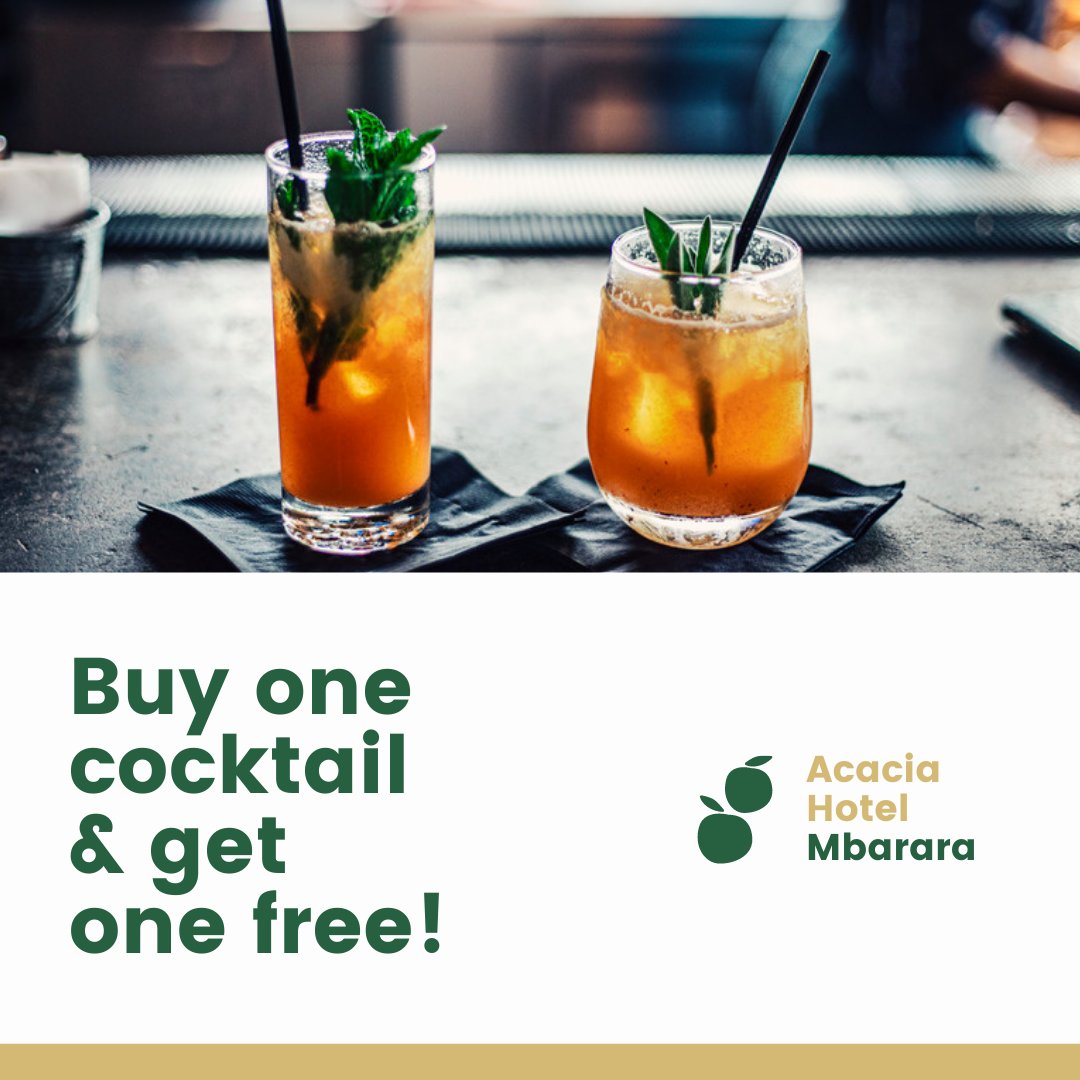 acaciambarara's tweet photo. We have an offer you can't refuse for all the cocktail 🍸 lovers, buy one get one free every day all day. 
#AcaciaCocktails https://t.co/LR2R8oeYMa