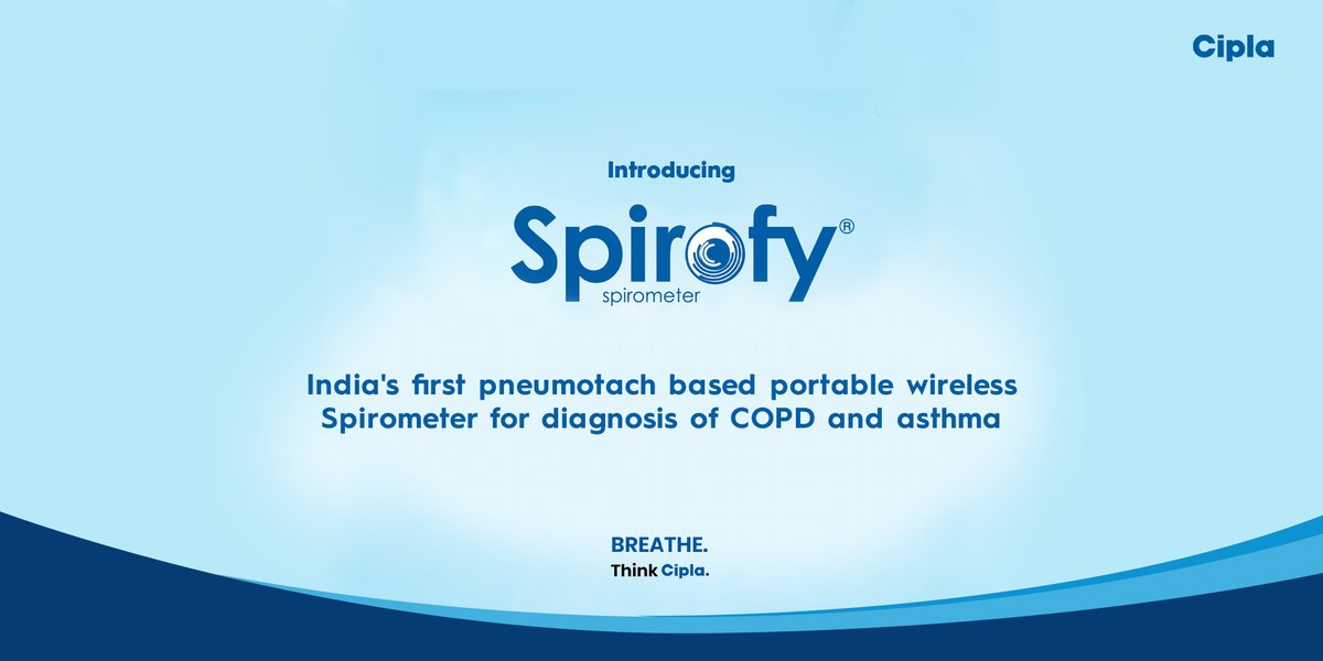 Cipla_Global's tweet photo. Cipla launches #Spirofy® - India's first pneumotach-based portable wireless #spirometer for diagnosis of #COPD and #asthma. This launch aims to revolutionize OAD diagnosis and strengthen our #lungleadership position in India.
https://t.co/cjRu8Uc4B3
#Breathe. Think Cipla. https://t.co/lHovFmuUCf