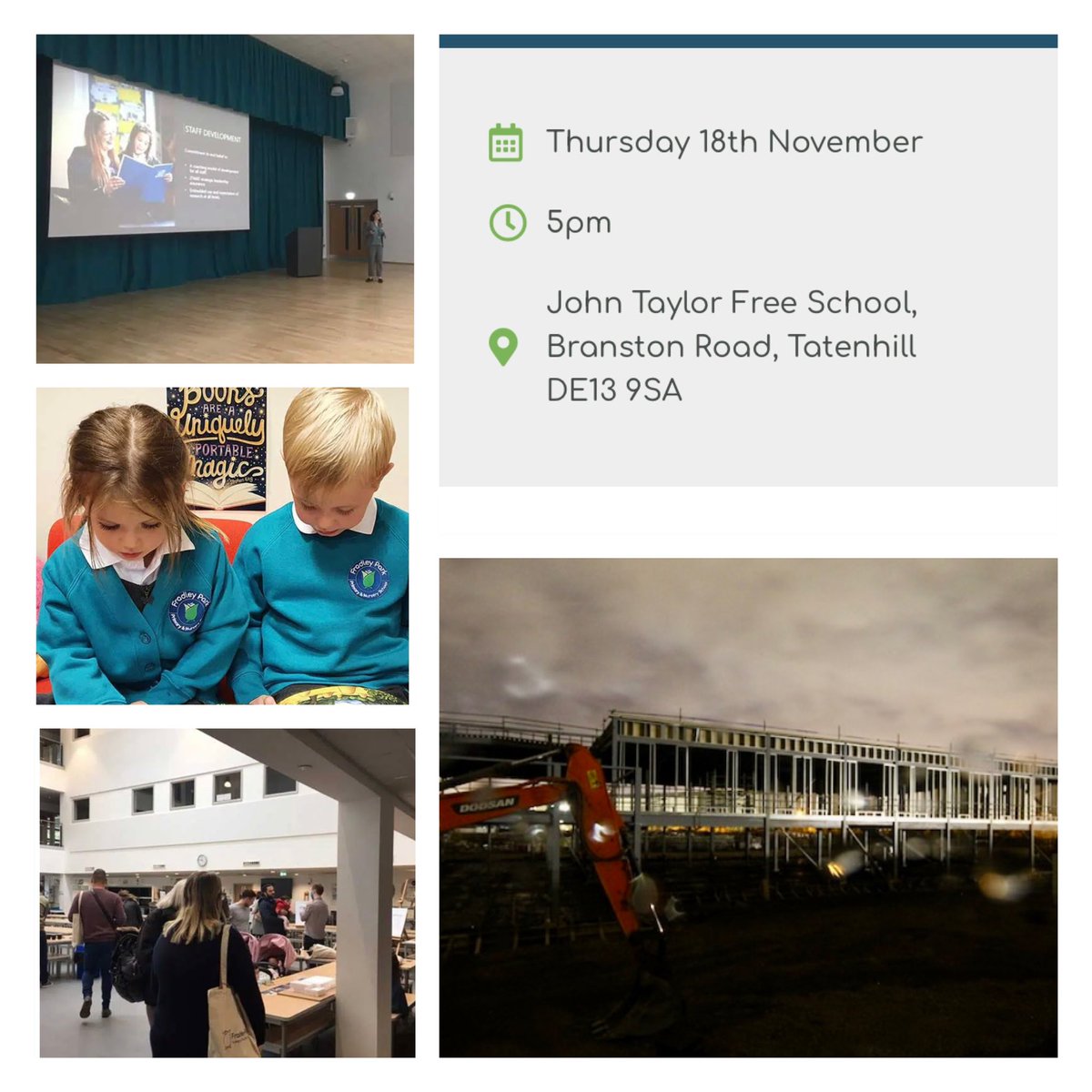 FradleyPrimary's tweet photo. Donβt forget you can visit us at our Open Evening tomorrow ππ»
We look forward to seeing you there and telling you all about our wonderful new school π« π«
#Lichfield #staffordshire #newschool #primaryschool #nurseryschool #fradleyprimary #buildingaschool https://t.co/QuvDl0OAMK