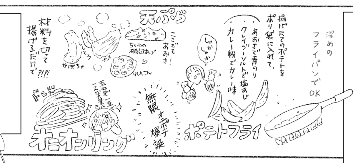 コミティアの新刊、ご飯描くの楽しい☺️(引っ越しにまつわる雑談漫画になります) 