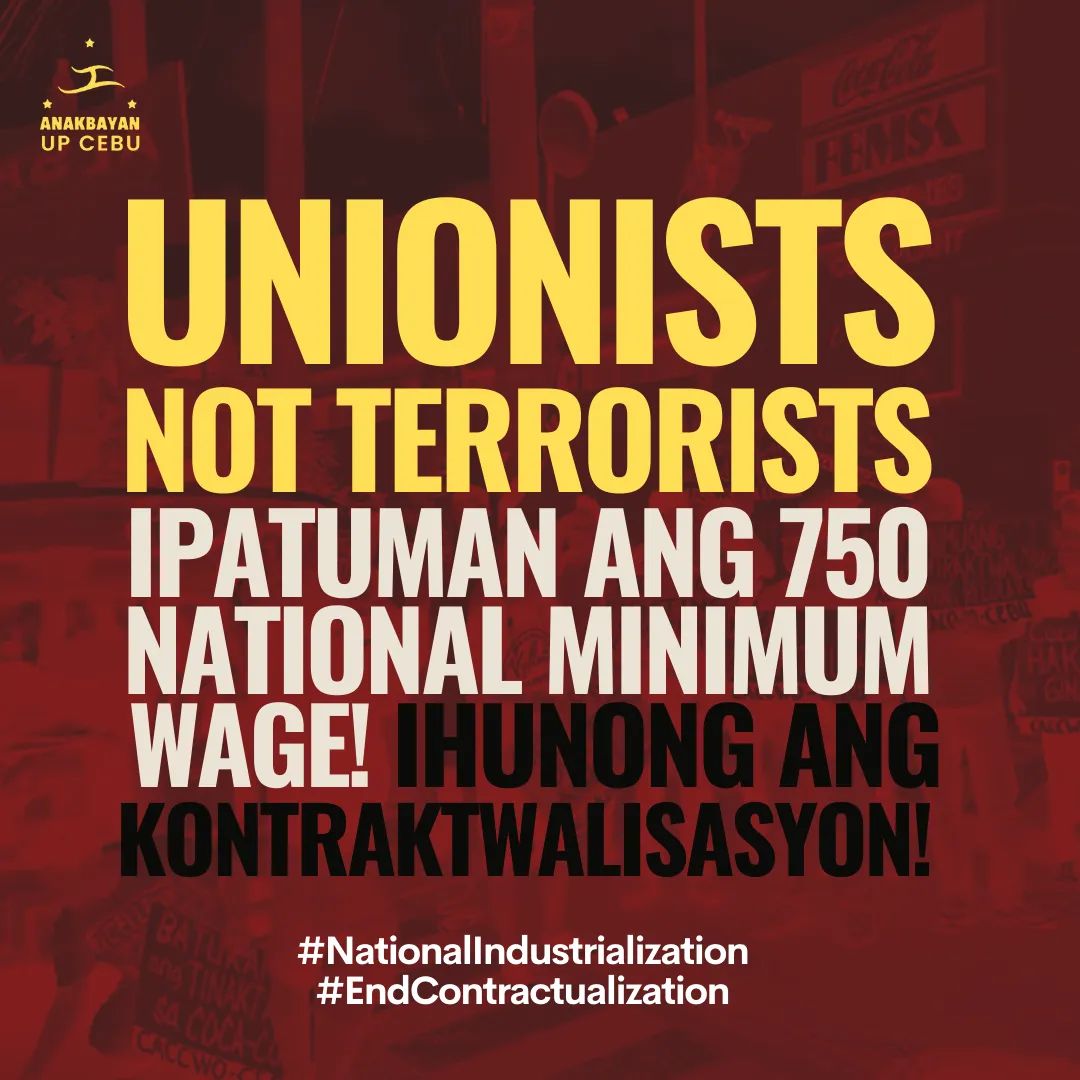 anakbayan_upc's tweet photo. UNIONISTS ARE NOT TERRORISTS!

The contractual workers of FEMSA (a factory that produces Coca-cola products) in Cebu, Philippines formed a picket last November 16, 2018, to protest against contractualization and labor exploitation from the capitalists.

#EndContractualization https://t.co/vu7qBgOXdG
