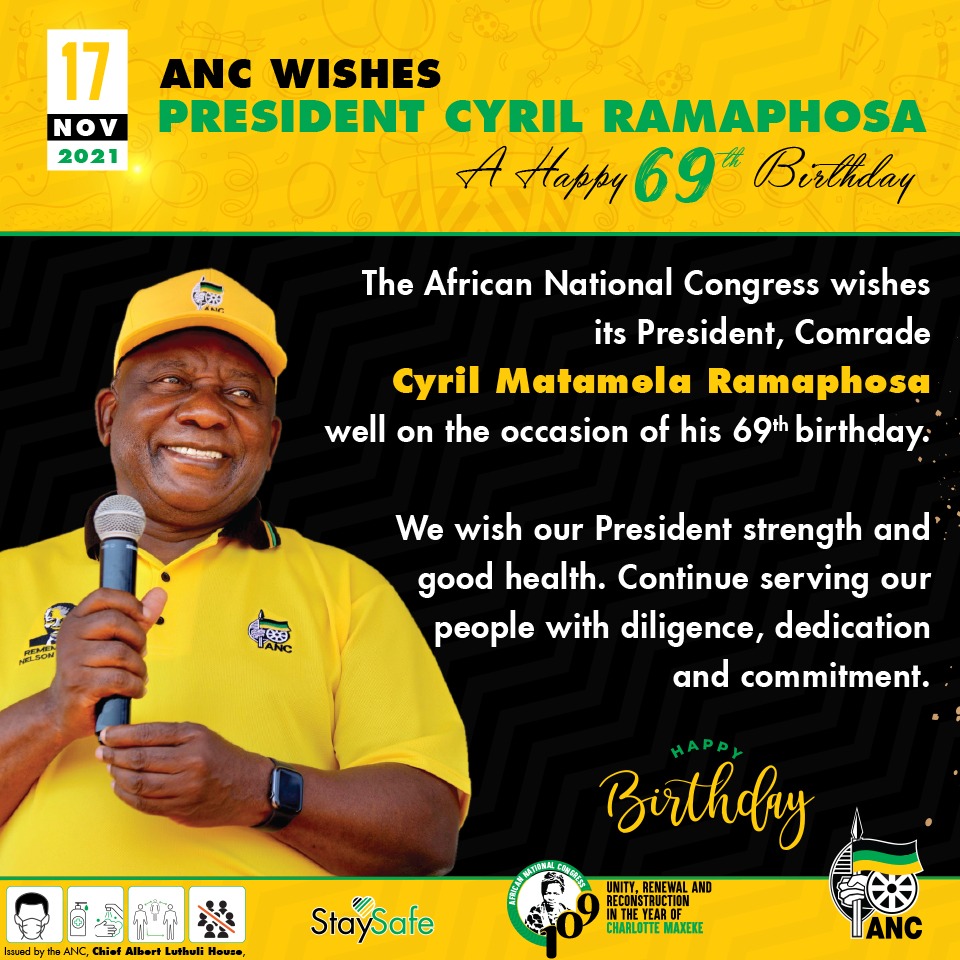 GregSch01's tweet photo. Wishing President Ramaphosa a very Happy Birthday!! https://t.co/czgseVT0o4