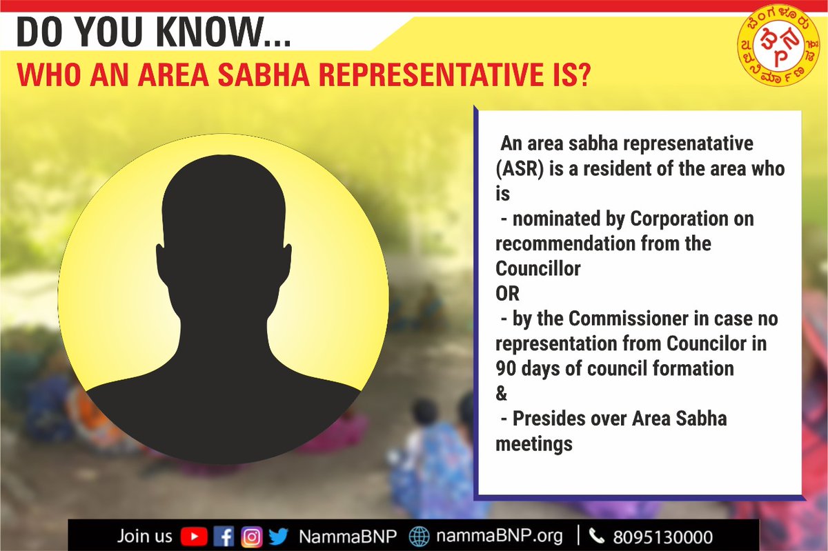 bnp_bellandur's tweet photo. Did you know?
Area Sabha Representative is a person nominated by Municipal Council on recommendation from the area councilor. This system helps build more accountability & aids in efficient governance.
#bnp4benguluru #notjustavote #kevalmathavalla #LetsRebuildBengaluru #NammaBNP https://t.co/hbQ6ez5luR
