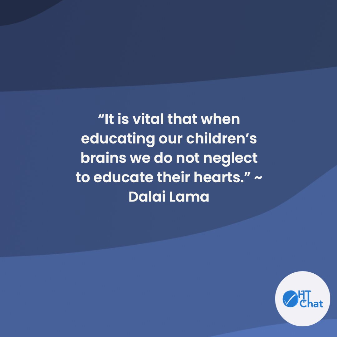 Headteacherchat's tweet photo. Wednesday Quote

“It is vital that when educating our children’s brains we do not neglect to educate their hearts.” ~ Dalai Lama

What is the best way to educate a child's heart? https://t.co/dsARXCVwwu