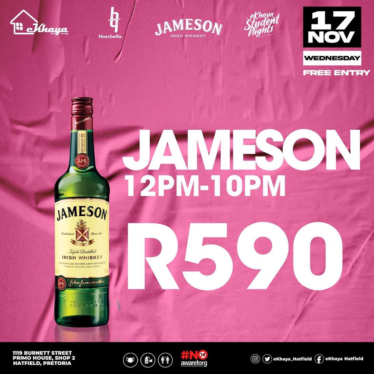 HoechellaEvents's tweet photo. WE ARE LIVE AT EKHAYA VANDAG WITH @Lalla_Hirayama and @Dj_Timo_SA FOR OUR WEEKLY SPECIAL OF STUDENT NIGHT WEDNESDAY. PULL UP FOR THE GOOD VIBES🔥🔥

#PINKWEDNESDAY
#TELLYOURFRIENDSABOUTIT

SEE YOU THERE‼️ https://t.co/d1o3eOfL7E