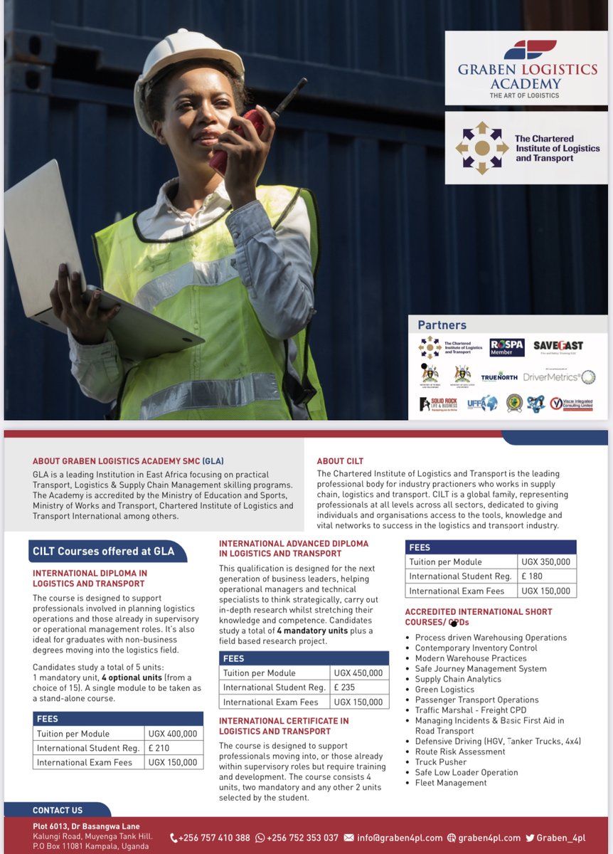 Our extensive training program will offer U tremendous room for growth, tips for breaking into the logistics industry, diversify your skillset &amp; help you accelerate your career advancement. 
𝐽𝑜𝑖𝑛 𝑢𝑠 𝑡𝑜𝑑𝑎𝑦 -  𝑖𝑛𝑓𝑜@𝑔𝑟𝑎𝑏𝑒𝑛4𝑝𝑙.𝑐𝑜𝑚/+256 752 353 037