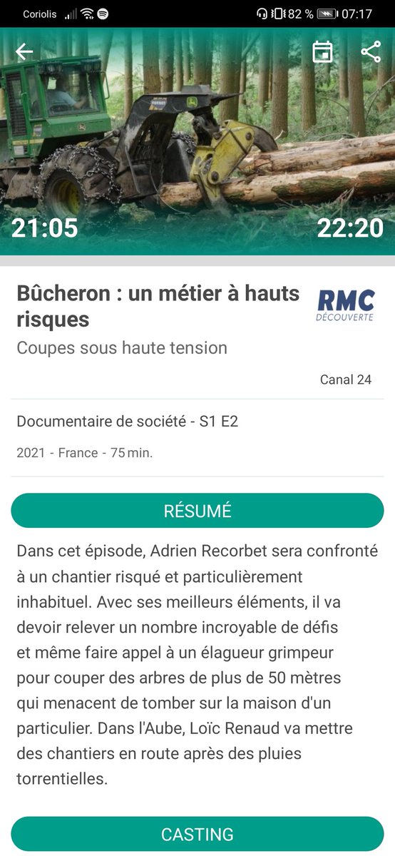 Ce soir, 2 documentaires intitulés "#Bûcheron : un #métier à hauts risques", sur <a href="/RMCDecouverte/">RMC Découverte</a>. #qualifications #compétences #forêt #bois 👷👷‍♀️🌳🌲#EntrepreneursDuVivant