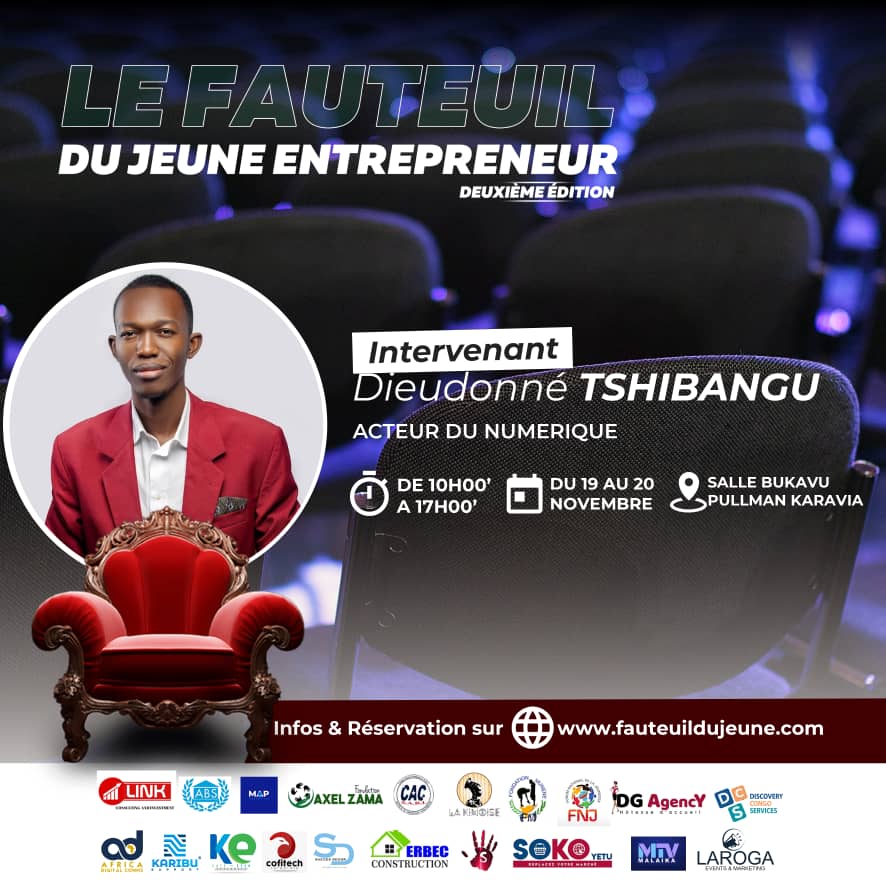 dieudotshibaTB's tweet image. 💡 J&apos;interviendrai à la deuxième édition du Fauteuil du Jeune Entrepreneur &quot;FJE&quot; qui se tiendra du 19 au 20 novembre courant, sous le thème : &quot;INNOVATION AU CENTRE DE L&apos;ENTREPRENEURIAT&quot;.

Si vous êtes à Lubumbashi n&apos;hésitez pas à nous rejoindre.

#FJE #Édition2021 #KEC