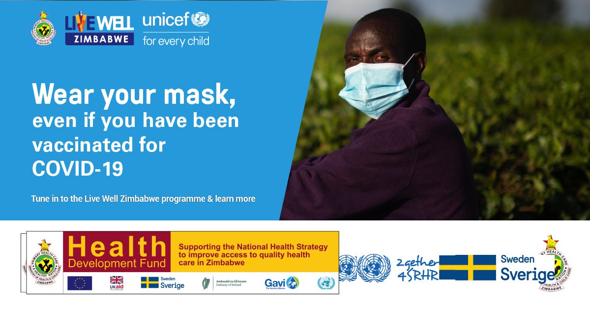 Take a second and think about how many times you have taken your mask off in public. The number is alarming right? Mask up and stay safe.
#ForEveryChild, a COVID-19 free generation
@HDFZIM
<a href="/UKINZIMBABWE/">UKinZimbabwe 🇬🇧 🇿🇼</a>
<a href="/SIDA/">Sida</a>
<a href="/MoHCCZIM/">Ministry of HealthZW</a>
# LiveWellZimbabwe