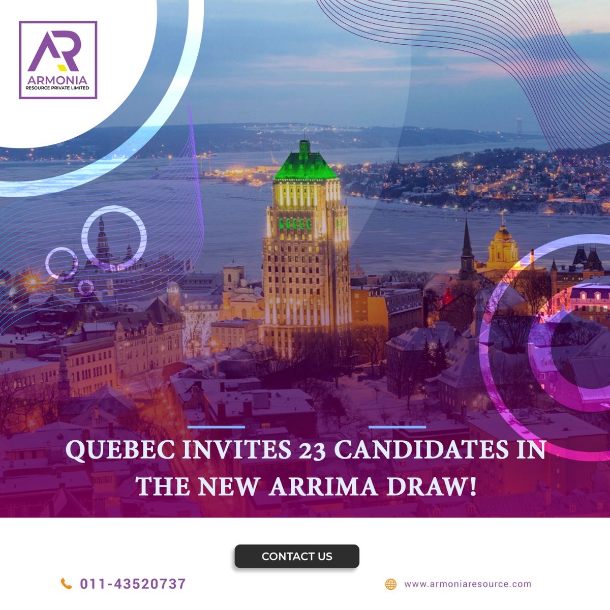 ArmoniaResource's tweet photo. Quebec might just be the opportunity you were looking for. 
.
Visit our website to know more. Link in Bio.
.
https://t.co/aA4L6L2fRk
📞- 011-43520737
📧- info@armoniaresource.com
.
.
.
.
#armoniaresource #consultancy #consultancyagency #immigration #immigrationservices #migrate https://t.co/aqXsvZ7VIi