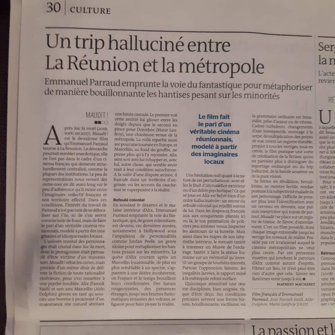 vybz974's tweet photo. Maudit, film en créole réunionnais sort aujourd'hui en salle. Critique du journal Le Monde. https://t.co/eyS1rmYI1f