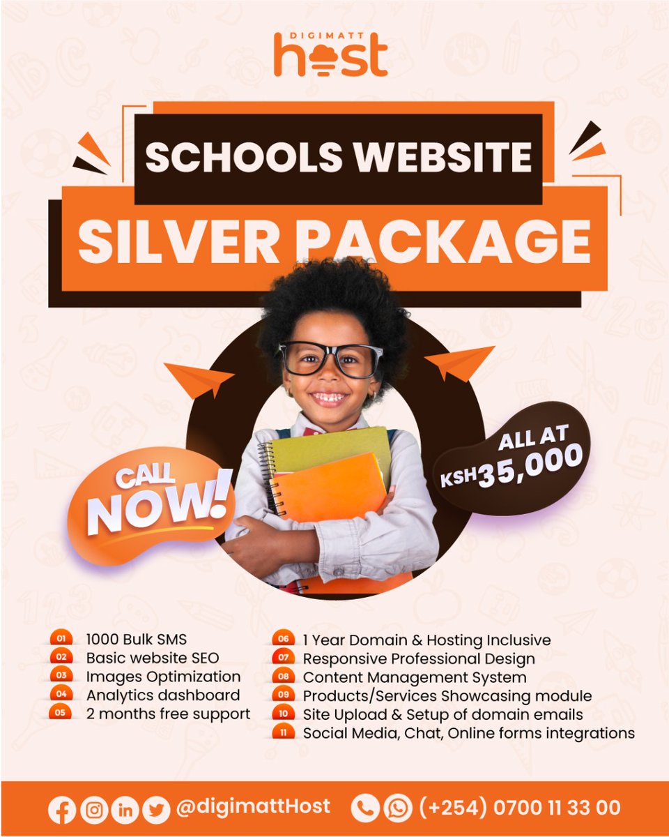 digimatthost's tweet photo. Does your school have a website? Talk to us today to get one. DM us or send an email to sales@digimatthost.co.ke.
Let us help you go DIGITAL.
https://t.co/MMAvNJrMW0
#sonkoleaks #WednesdayMorningBread https://t.co/RRPer0hEVT