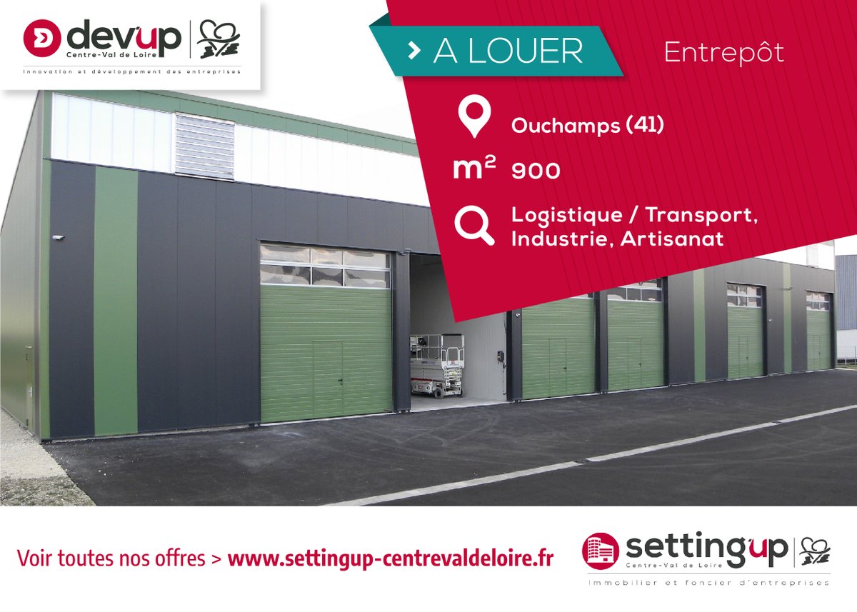 Vous avez un projet d'implantation, de développement d'entreprise? Découvrez les offres disponibles en #CentreValdeLoire !

ℹ️ Pour en savoir plus sur ce bien ou sur les autres offres immobilières, rendez-vous sur le site Setting'UP : bit.ly/30x0iYh

#Immobilier #devéco