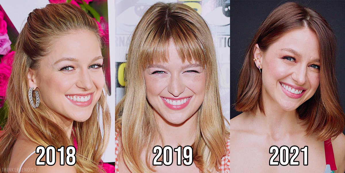 thinkerbenoist's tweet photo. the evolution of melissa benoist's prettiest smile throughout the years. you're welcome. 💭 https://t.co/trPd1Z7SDt