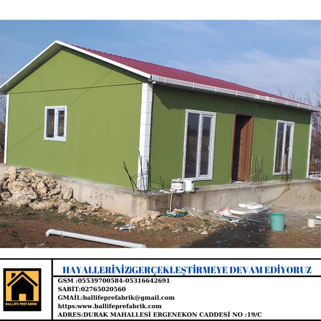Ballife prefabrik olarak sizlerin hayallerini gerçekleştirmeye devam ediyoruz.
Farkli projeler için lütfen bizi takip edin. 😊

bilgi için:
05539700584 - 02765020560
ballifeprefabrik.com
DURAK MAHALLESİ ERGENEKON CADDESİ NO 19/C UK2 BLOK USAK
#prefabrikevler #homedecor #çelik