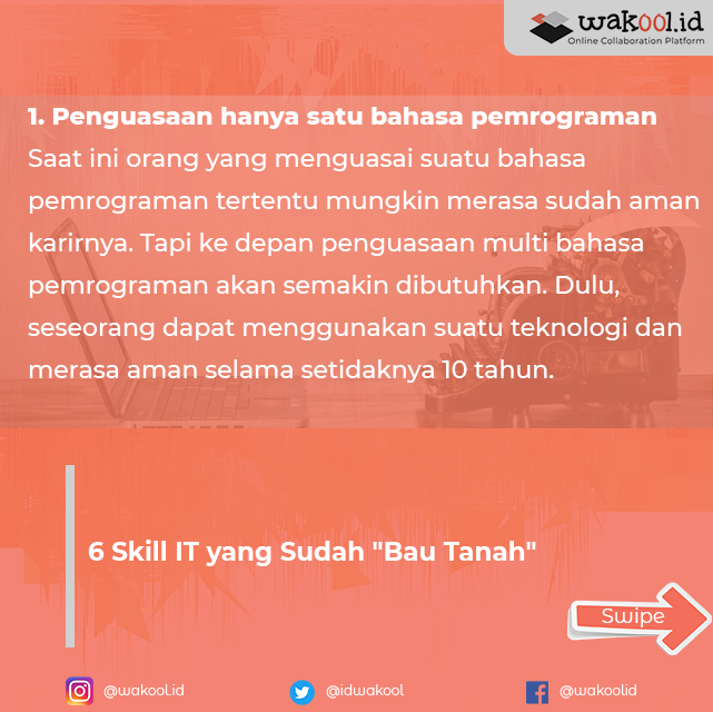 IdWakool's tweet photo. Skill IT mana saja yang diprediksi akan segera kehilangan relevansinya?
Baca artikel lengkapnya di https://t.co/8C2CYuDHhE. Part 1
#wakool #wakooldotid #artikel #teknologi #ManajemenSdm #ItSkill #SdmTI #InfrastrukturFisik #ManajemenKonfigurasi #DataCenterOps #SoftSkill https://t.co/GfFaO4fPZh